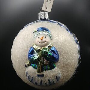 Waterford Snowman Hand Blown Glass Christmas Ornament In Original Box